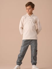 Angel & Rocket Cream Finn Smart Long Sleeve Polo Shirt - Image 1 of 6