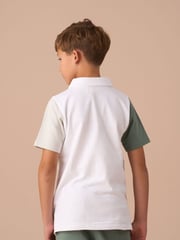 Angel & Rocket White Kane Textured Colourblock Polo Shirt - Image 3 of 6