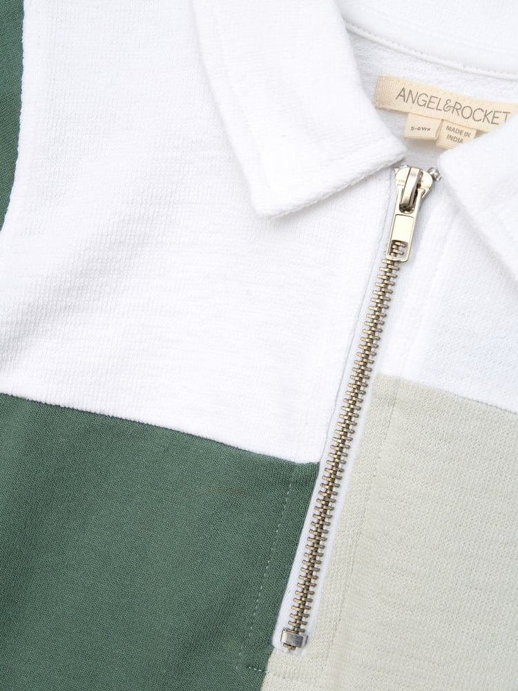 Angel & Rocket White Kane Textured Colourblock Polo Shirt - Image 6 of 6
