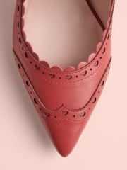 Red Tabitha Simmons x Next Josephine Leather Point Toe Bow Brogue Detail Slingback Shoes - Image 5 of 5