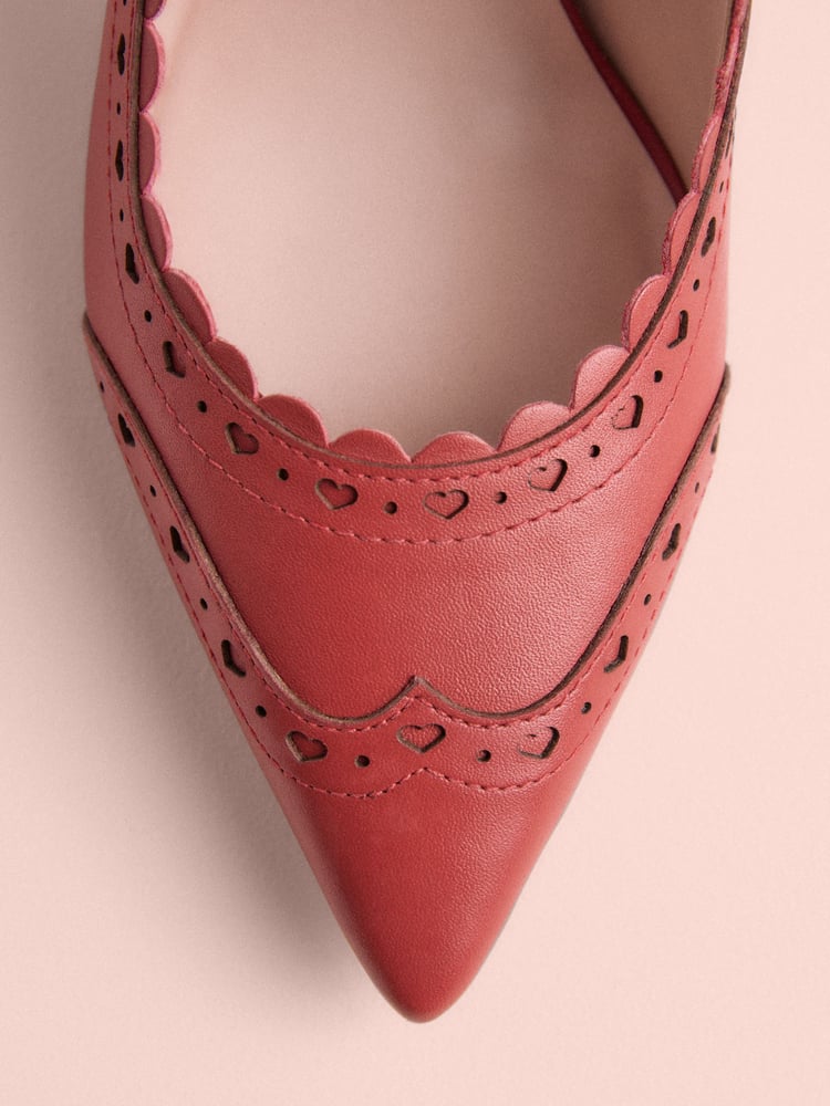 Red Tabitha Simmons x Next Josephine Leather Point Toe Bow Brogue Detail Slingback Shoes - Image 5 of 5