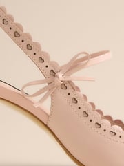 Light Pink Tabitha Simmons x Next Josephine Leather Point Toe Bow Brogue Detail Slingback Shoes - Image 8 of 9