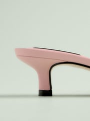 Light Pink Tabitha Simmons x Next Minnie Leather Square Toe Lazer Cut Bow Mule Kitens Shoes - Image 5 of 6