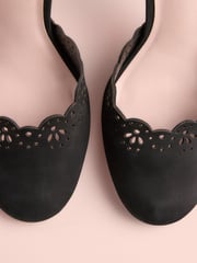 Black Tabitha Simmons x Next Orton Leather Round Toe Laser Cut Detail Heels - Image 10 of 11