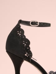 Black Tabitha Simmons x Next Orton Leather Round Toe Laser Cut Detail Heels - Image 9 of 11