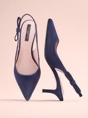Navy Leather Tabitha Simmons x Next Dela Slingback Point Heels - Image 6 of 8