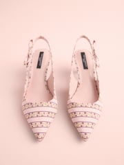 Pink Floral Tabitha Simmons x Next Dela Slingback Point Heels - Image 3 of 6