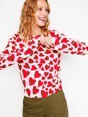 Boden Red Eva Cashmere Heart Crew Neck Jumper - Image 1 of 6