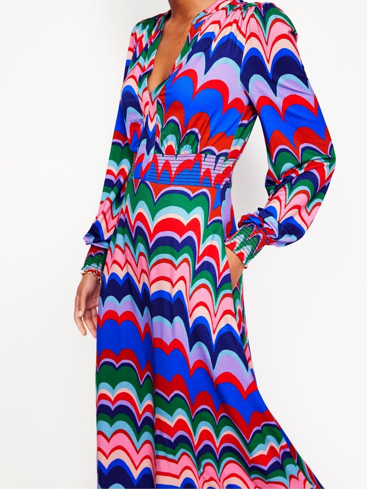Boden Blue Ivy Smocked Midi Dress - Image 2 of 6 Boden Blue Ivy Smocked Midi Dress - Image 2 of 6