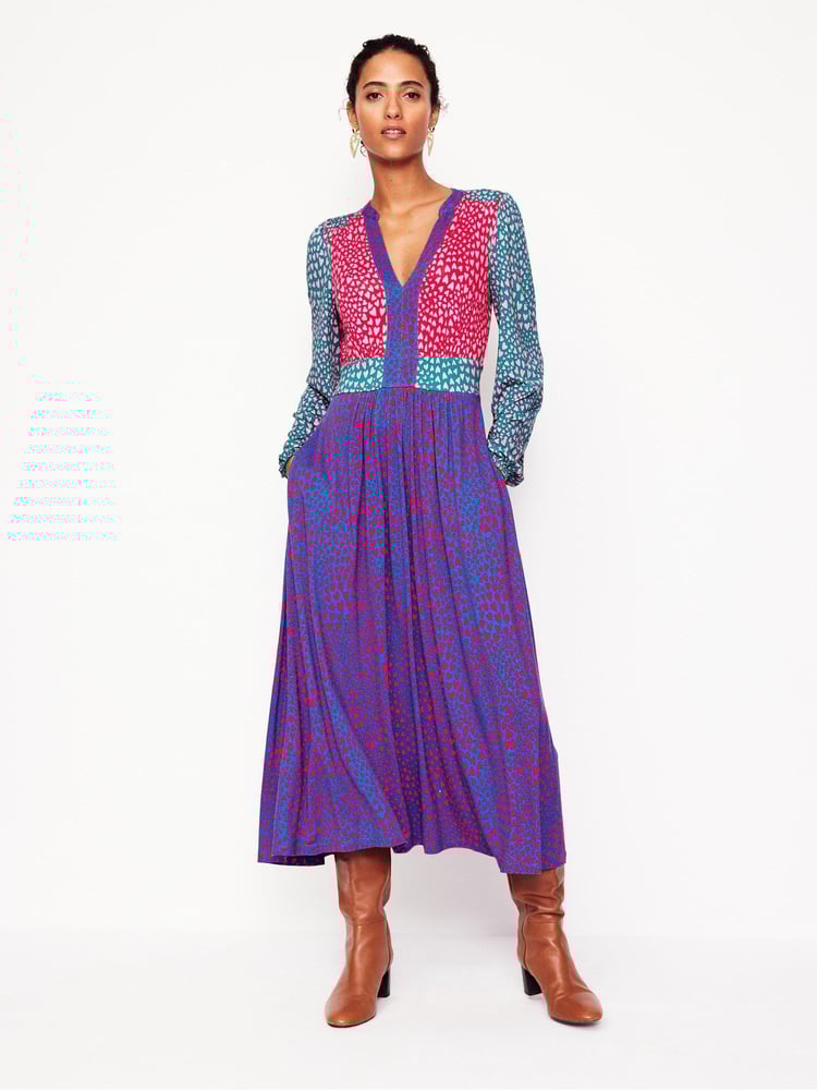 Boden Blue Lily Long Sleeve Heart Midi Dress - Image 1 of 5