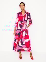Boden Red Marcia Jersey Midi Shirt Dress - Image 1 of 5