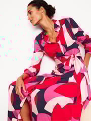 Boden Red Marcia Jersey Midi Shirt Dress - Image 4 of 5