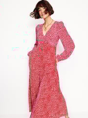 Boden Pink Heart Long Sleeve Godet Tea Dress - Image 1 of 5