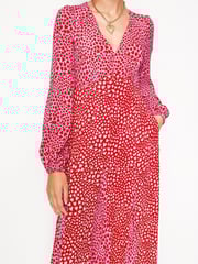 Boden Pink Heart Long Sleeve Godet Tea Dress - Image 3 of 5