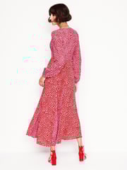Boden Pink Heart Long Sleeve Godet Tea Dress - Image 4 of 5