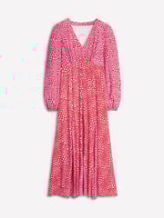 Boden Pink Heart Long Sleeve Godet Tea Dress - Image 5 of 5