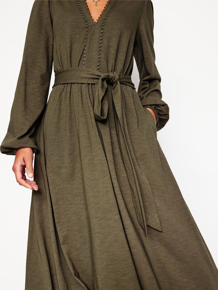 Boden Green Maeve Trim Jersey Midi Dress - Image 2 of 5