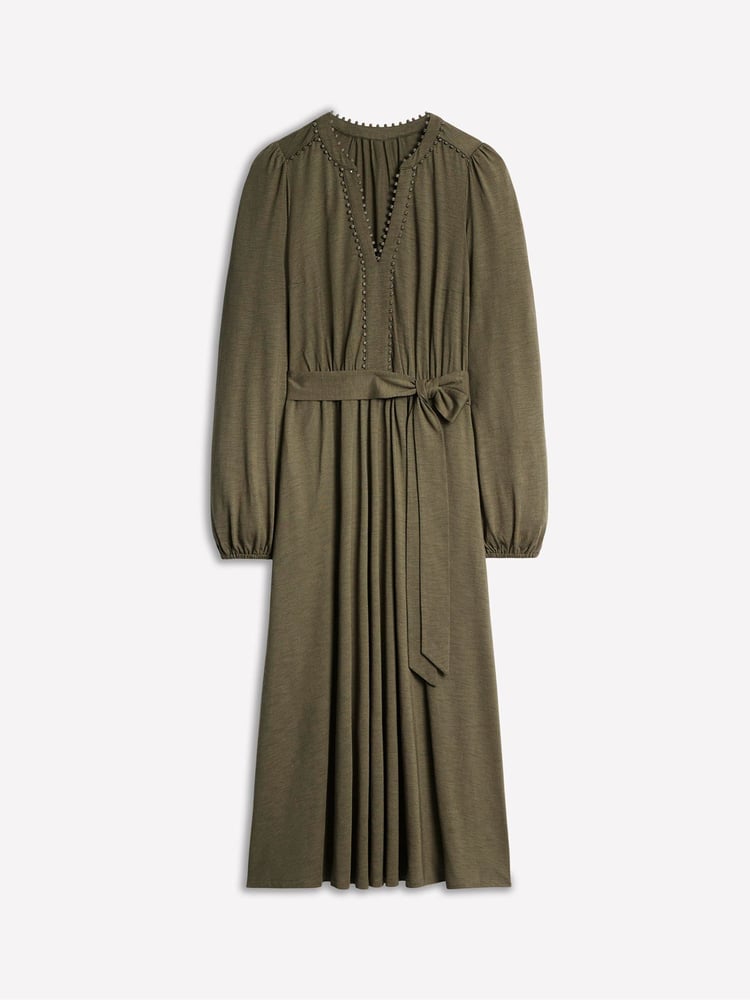 Boden Green Maeve Trim Jersey Midi Dress - Image 5 of 5 Boden Green Maeve Trim Jersey Midi Dress - Image 5 of 5