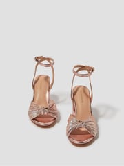 Monsoon Pink Metallic Twist Front Heeled Sandals - Image 1 of 2