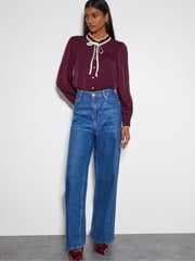 Monsoon Red Thea Satin Bow Collar Blouse - Image 2 of 3