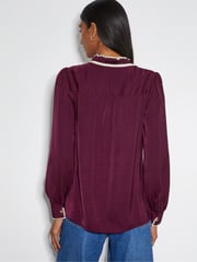 Monsoon Red Thea Satin Bow Collar Blouse - Image 3 of 3
