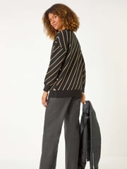 Roman Black Horizontal Stripe Knit Jumper - Image 4 of 6