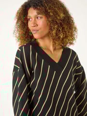 Roman Black Horizontal Stripe Knit Jumper - Image 5 of 6