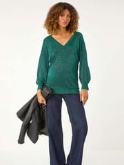 Roman Green Relaxed Shimmer Jumper - Image 1 of 5