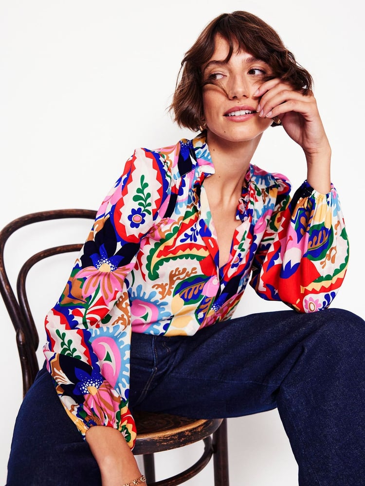 Boden Pink Ruffle Collar Blouse - Image 1 of 5