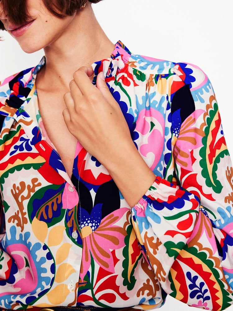 Boden Pink Ruffle Collar Blouse - Image 2 of 5
