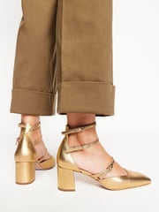 Boden Gold Multi Strap Block Heel Pumps - Image 1 of 4
