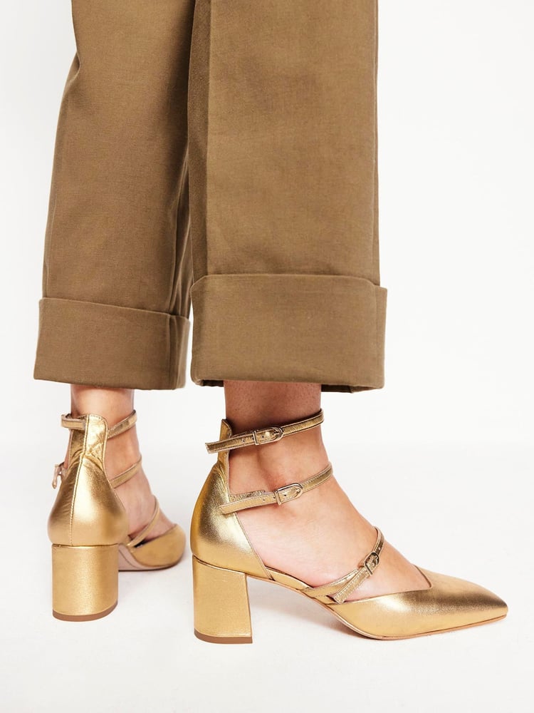 Boden Gold Multi Strap Block Heel Pumps - Image 1 of 4 Boden Gold Multi Strap Block Heel Pumps - Image 1 of 4
