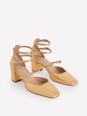 Boden Gold Multi Strap Block Heel Pumps - Image 3 of 4