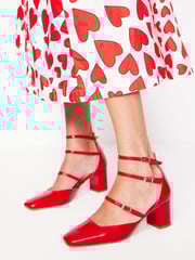 Boden Red Multi Strap Block Heel Pumps - Image 1 of 4