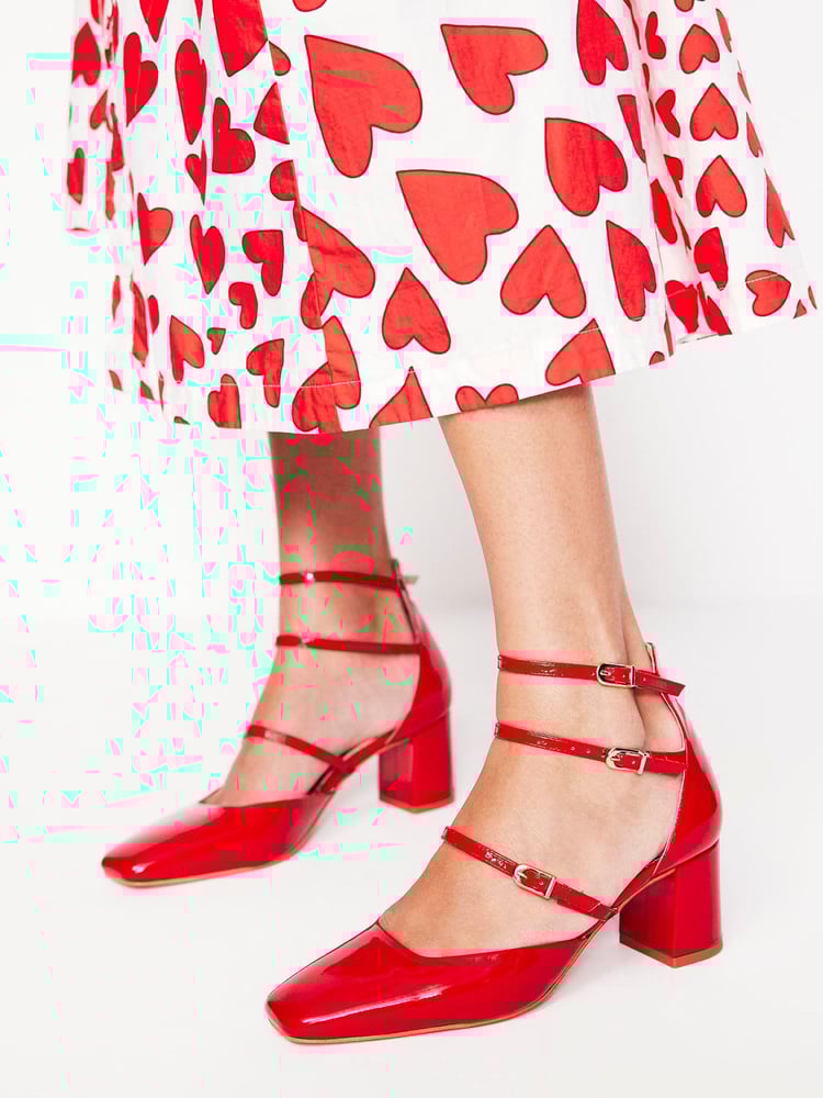 Boden Red Multi Strap Block Heel Pumps - Image 1 of 4