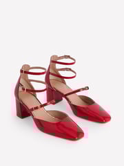 Boden Red Multi Strap Block Heel Pumps - Image 3 of 4
