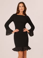 Adrianna Papell Crepe Combo Black Short Dress - Image 1 of 7