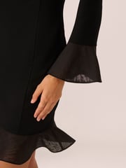 Adrianna Papell Crepe Combo Black Short Dress - Image 4 of 7