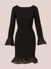 Adrianna Papell Crepe Combo Black Short Dress - Image 6 of 7