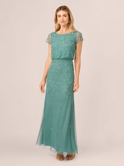 Adrianna Papell Green Studio Beaded Blouson Long Dress - Image 1 of 7