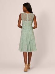 Adrianna Papell Green Illusion Beaded Mesh Dress - Image 2 of 7