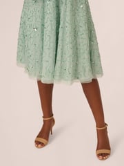 Adrianna Papell Green Illusion Beaded Mesh Dress - Image 5 of 7