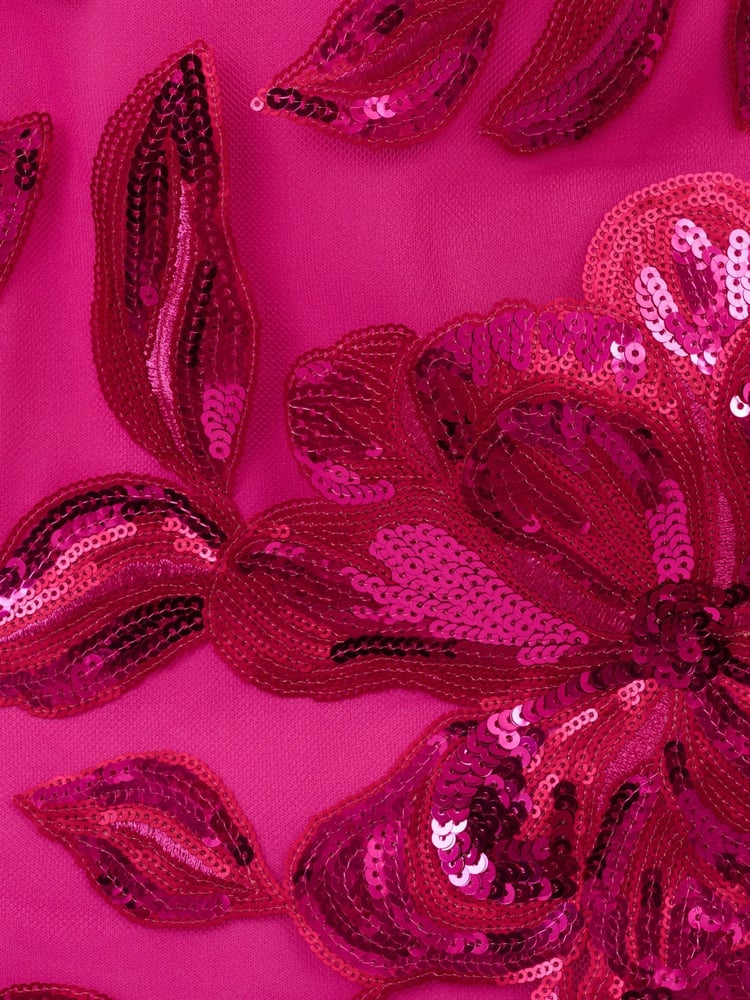 Adrianna Papell Pink Floral Sequin Short Dress - Image 7 of 7