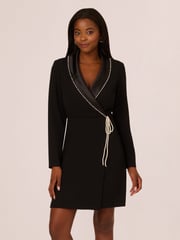 Adrianna Papell Pearl Wrap Blazer Black Short Dress - Image 1 of 7