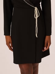 Adrianna Papell Pearl Wrap Blazer Black Short Dress - Image 4 of 7