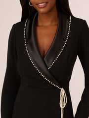 Adrianna Papell Pearl Wrap Blazer Black Short Dress - Image 5 of 7