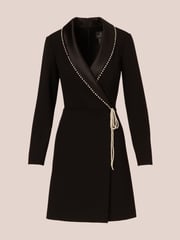Adrianna Papell Pearl Wrap Blazer Black Short Dress - Image 6 of 7
