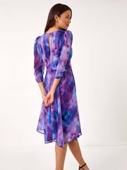 Roman Purple Abstract Print Asymetric Midi Dress - Image 3 of 5