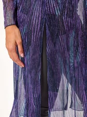 Roman Purple Metallic Geometric Plisse Kimono Cardigan - Image 5 of 5