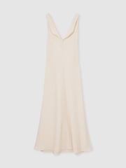 Reiss Cream Kiera Textured Drape-Neck Midi Dress - Image 2 of 6